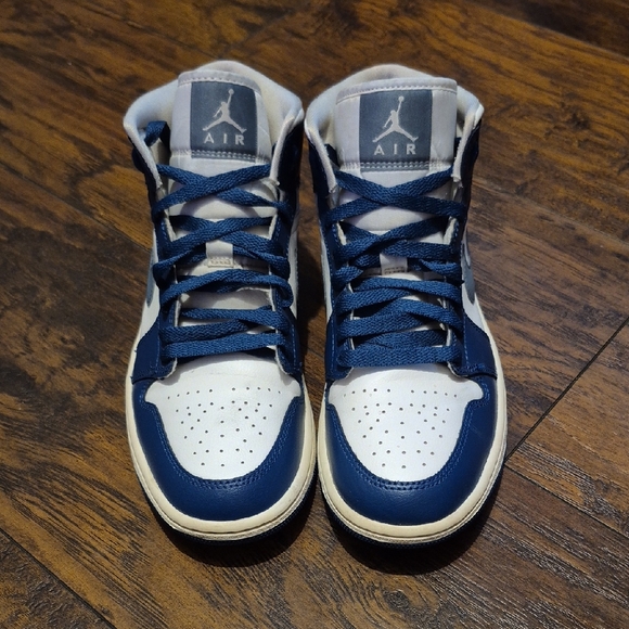 Jordan Shoes - Jordan Women Navy and White High-Top Sneakers